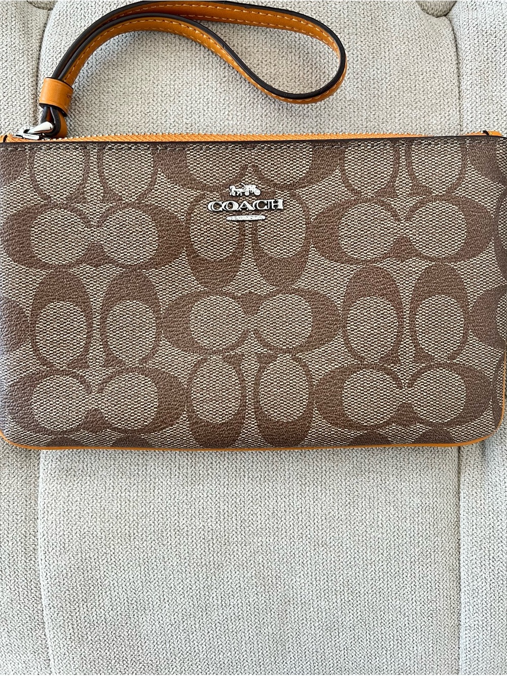 Coach Brown Signature Canvas Wristlet